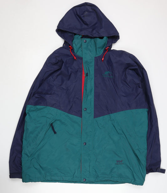 Helly Hansen Men's XL Blue Green Waterproof Rain Jacket