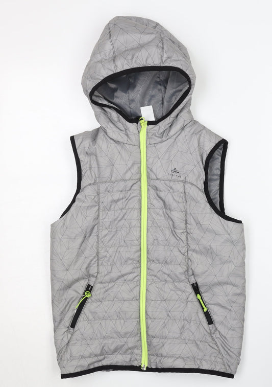 Quechua Boys Grey Puffer Jacket 10-11 Years Lightweight Hooded