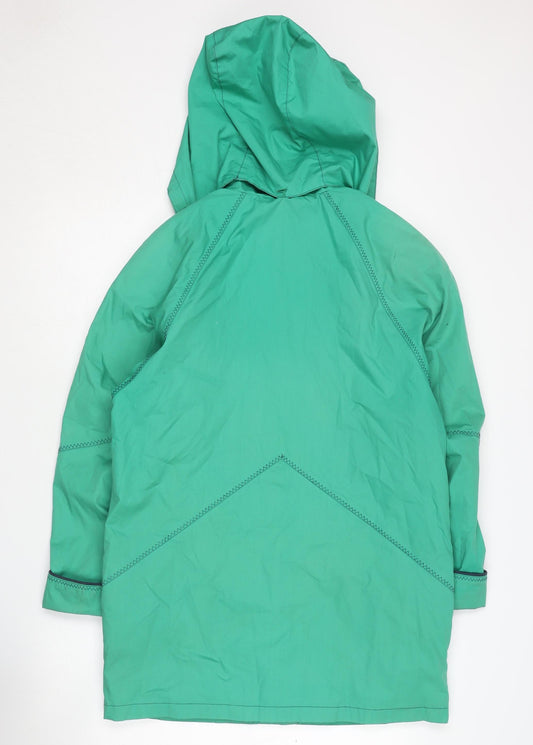 Telemac Women's Green Hooded Rain Coat Jacket S