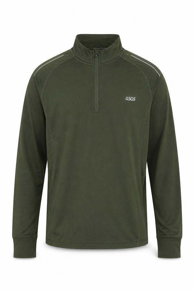 Front view of ASOS Men's Medium Green Long Sleeve 1/4 Zip Pullover