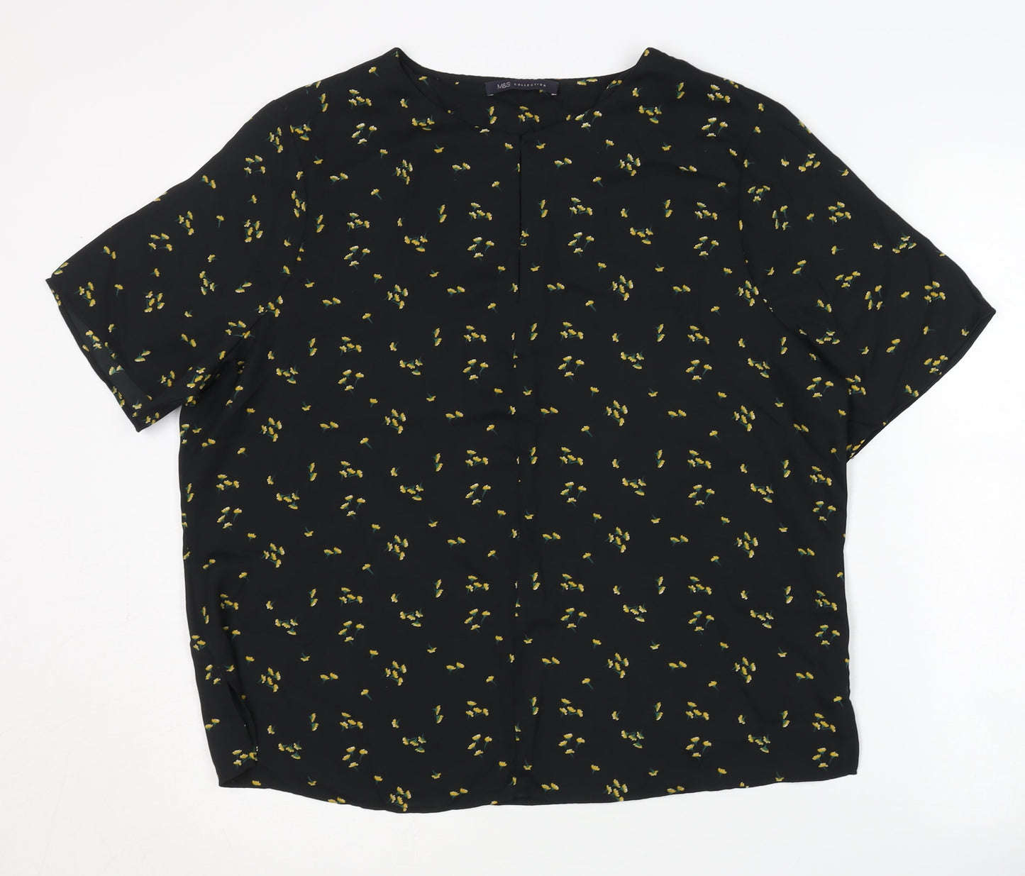 Marks and Spencer Black Floral Blouse, Size 16, Women's