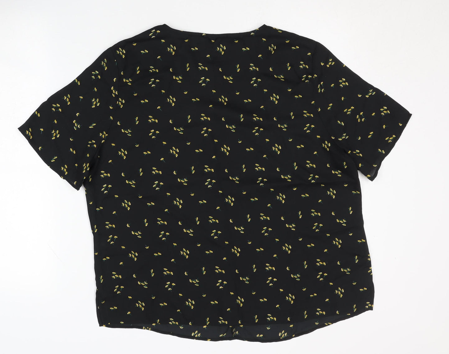 Marks and Spencer Black Floral Blouse, Size 16, Women's