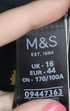 Marks and Spencer Black Floral Blouse, Size 16, Women's