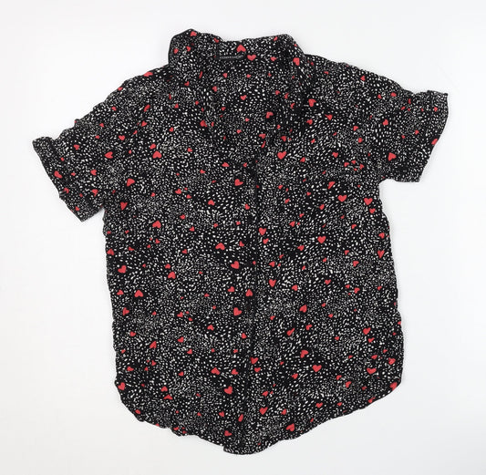 Topshop Women's Black Heart Print Nightshirt UK 6
