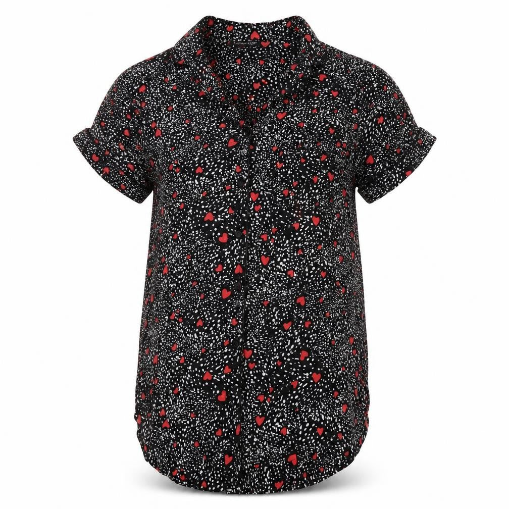 Topshop Women's Black Heart Print Nightshirt UK 6