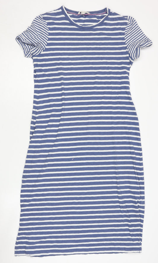 White Stuff Women's Blue Striped T-Shirt Dress Size 10