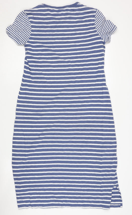 White Stuff Women's Blue Striped T-Shirt Dress Size 10