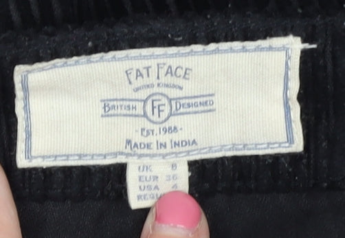 Fat Face Women's Black Corduroy Trousers Size 8