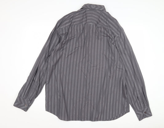 Jeff Banks Men's Grey XL Striped Dress Shirt