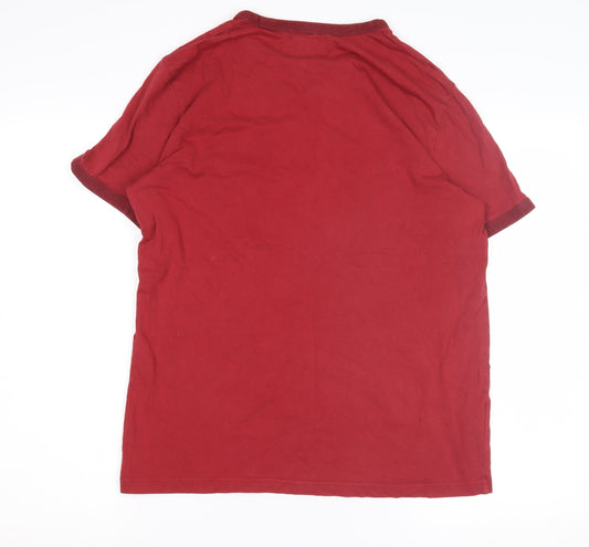 Fred Perry Men's Red Crew Neck T-Shirt, Size M