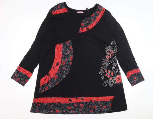 Joe Browns Women's Black Red Floral Shift Dress L