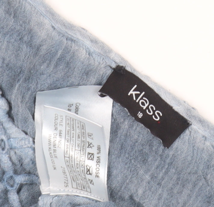 Klass Women's Blue Viscose Blouse, Size 18, Casual