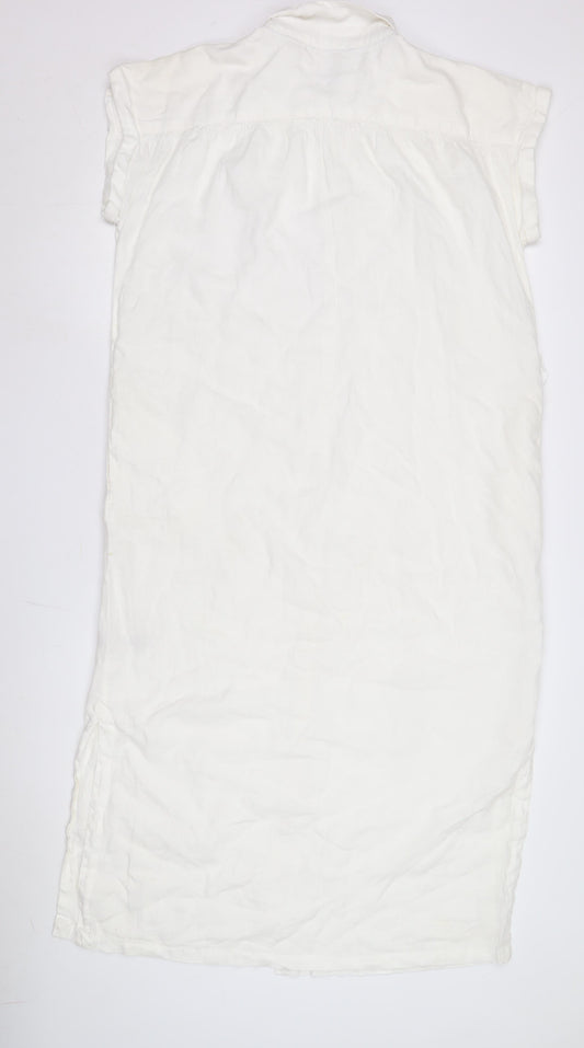 FatFace Women's White Linen Shirt Dress Size 10