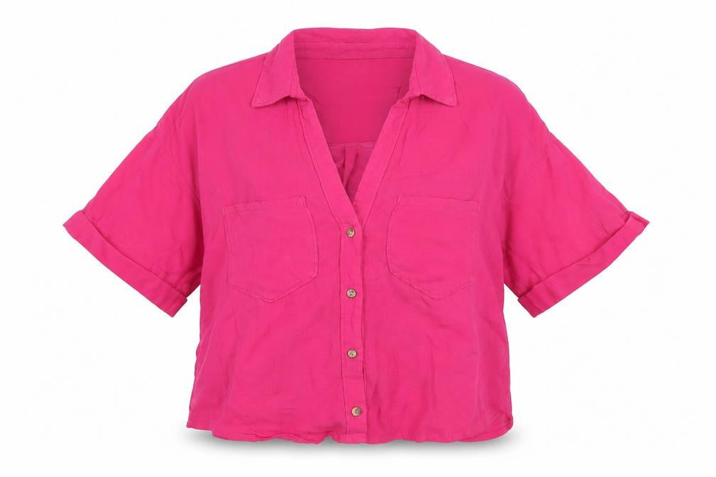Zara Women's Pink Button-Up Shirt, Size 8, Relaxed Fit