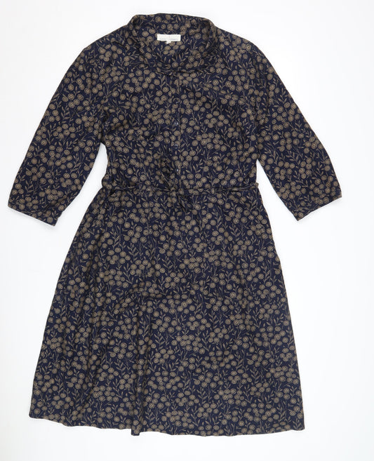 Seasalt Cornwall Women's Blue Floral Shirt Dress Size 14
