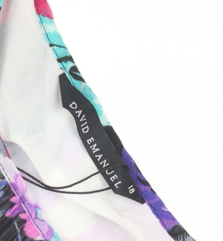 David Emanuel Women's Floral Blouse, Size 18, Multicolour
