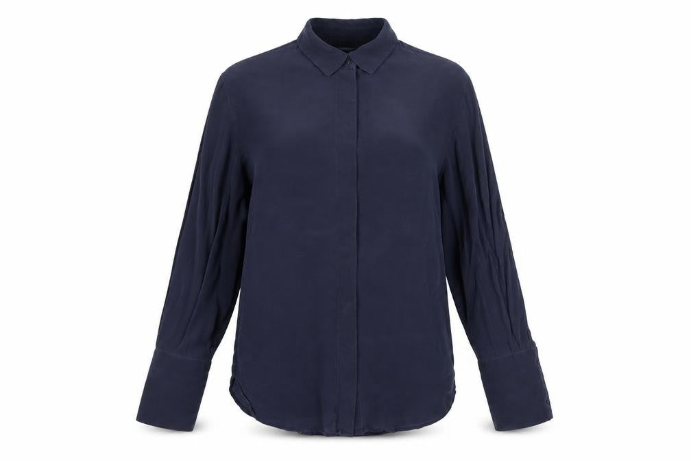 Robert Ezra Women's Blue Button-Up Long Sleeve Shirt