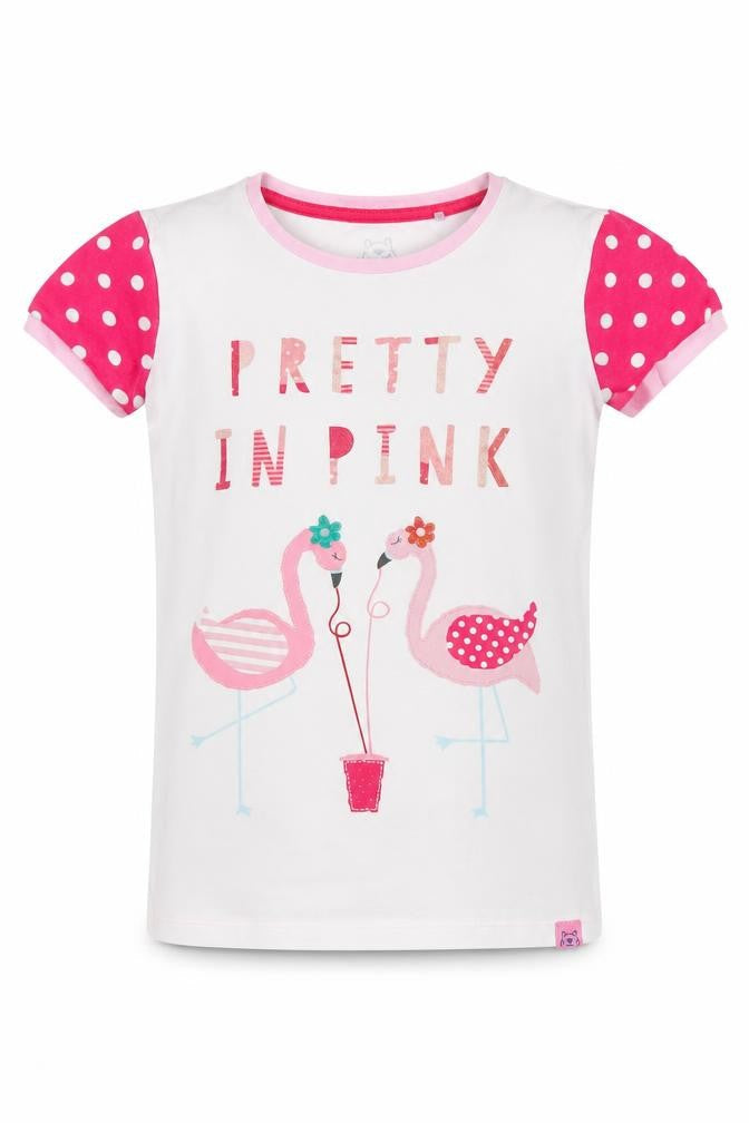 Front view of Harry Bear girls’ white pink graphic t-shirt 10-11 years