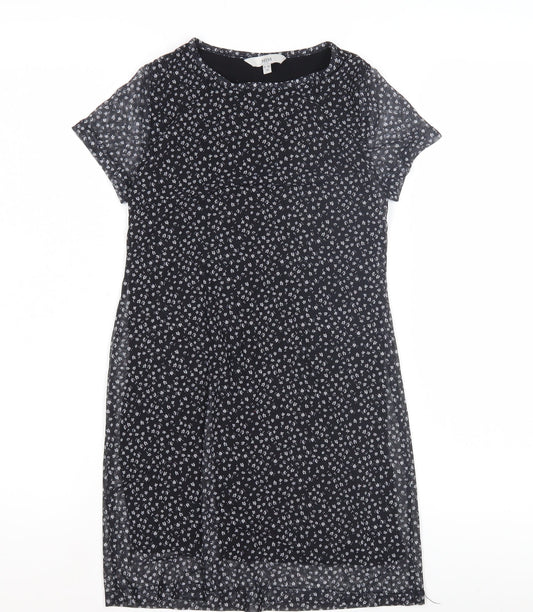 Miss E-Vie Girls Black Floral Shift Dress 9-10 Yrs