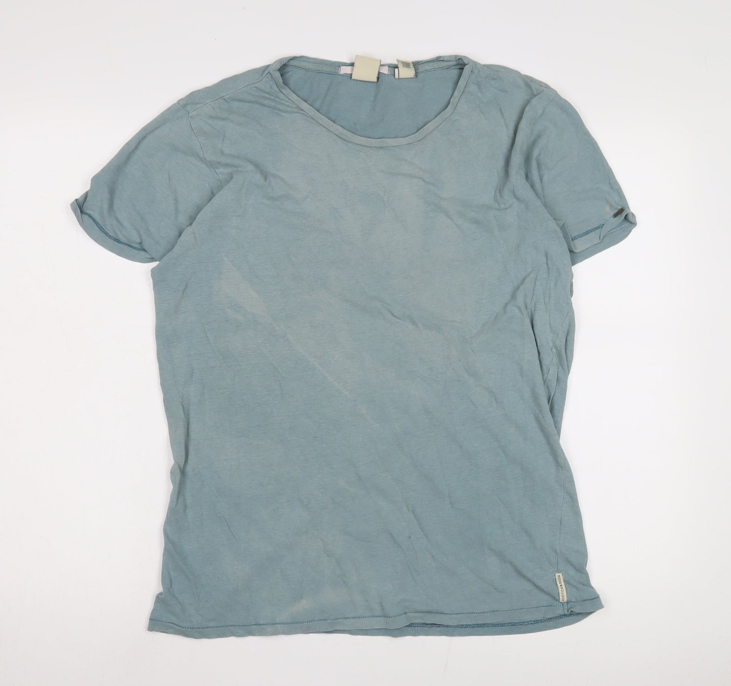 Scotch & Soda Men's Blue Cotton T-Shirt, Size L