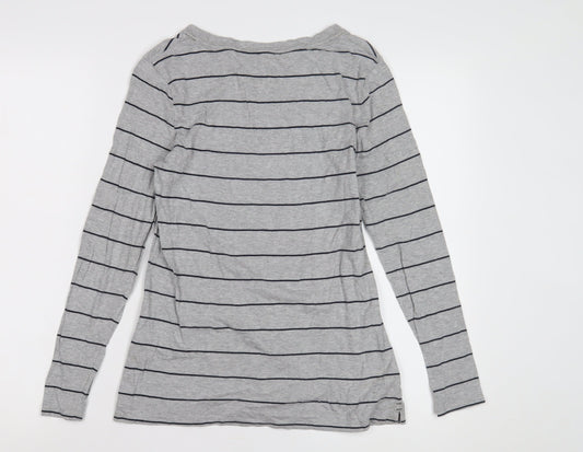 White Stuff Women's Grey Striped Long Sleeve T-Shirt