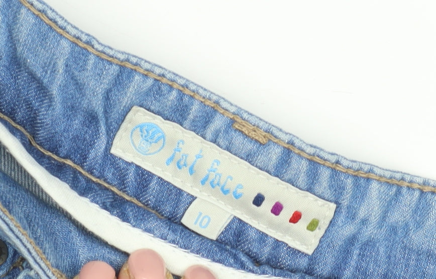 Fat Face Women's Blue Cut-Off Denim Shorts Size 10