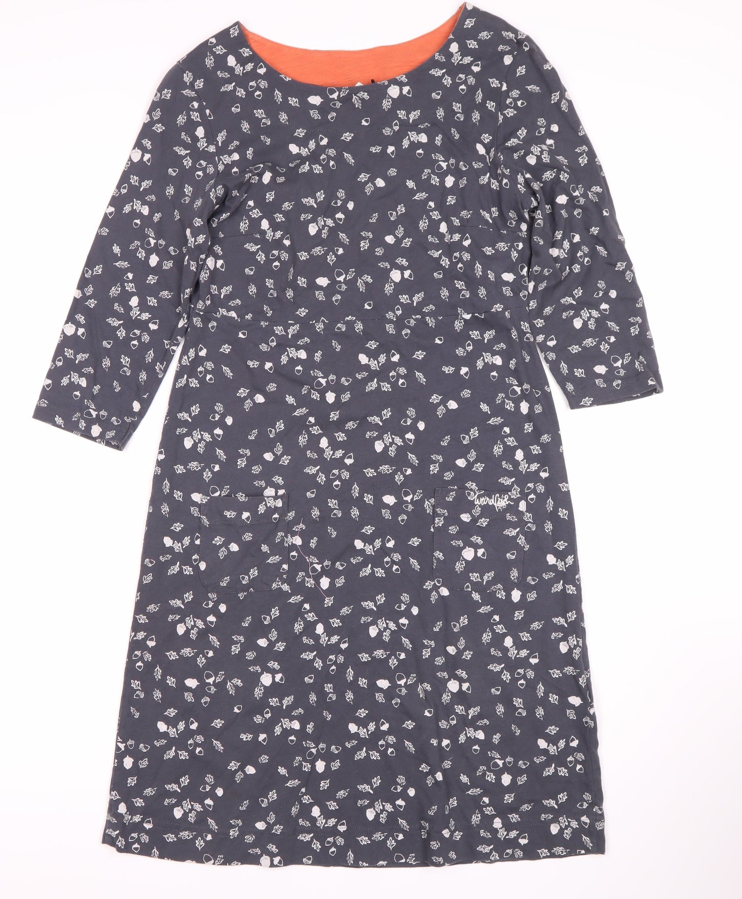 Weird Fish Women's Grey Floral Shift Dress Size 8