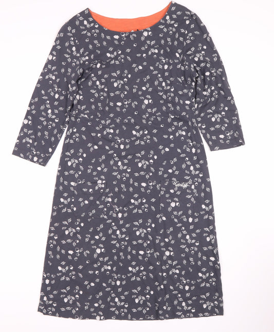 Weird Fish Women's Grey Floral Shift Dress Size 8