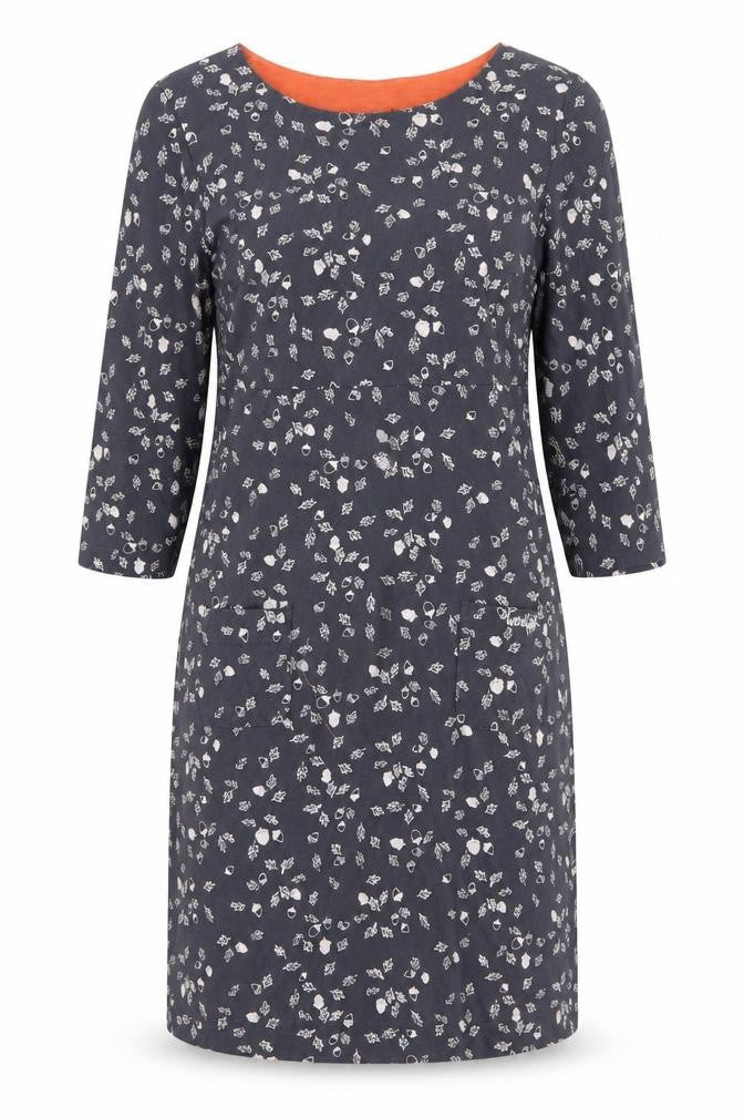 Weird Fish Women's Grey Floral Shift Dress Size 8