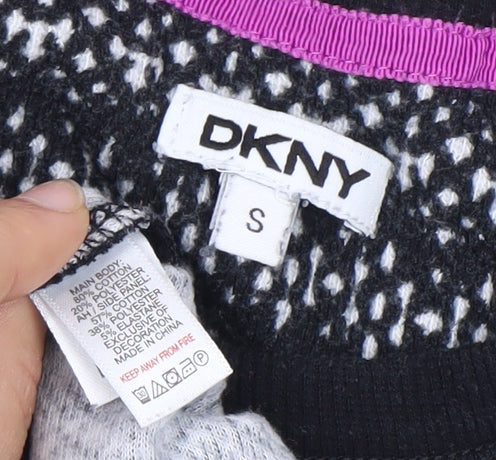 DKNY Women's Black Geometric Knit Sweater Size S