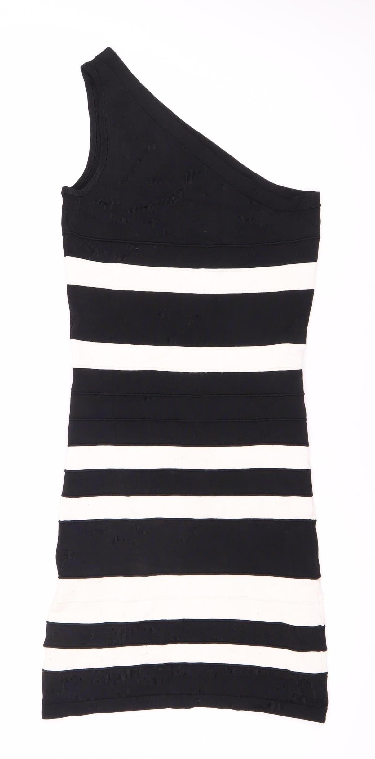 Jane Norman Women's Black White Striped Dress UK 10