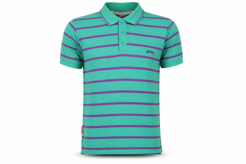 Slazenger Men's Green Striped Polo Shirt M
