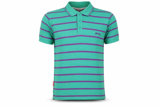 Slazenger Men's Green Striped Polo Shirt M