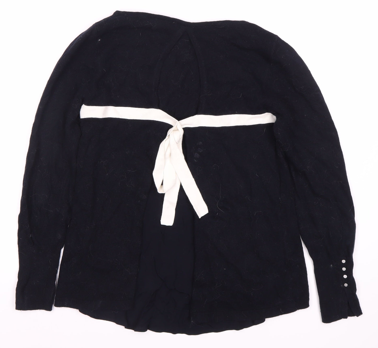 Mint Velvet Women's Black Jumper, Size 10, Button Accent
