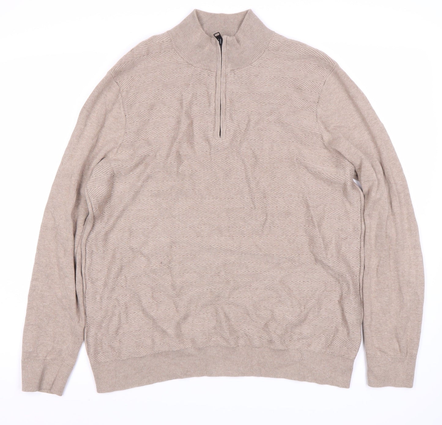 Jasper Conran Men's Beige Full Zip Wool Jumper L