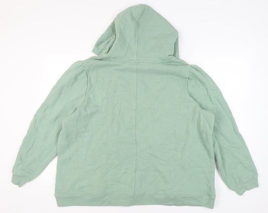 Fat Face Unisex Adults Green 2XL Henley Hoodie