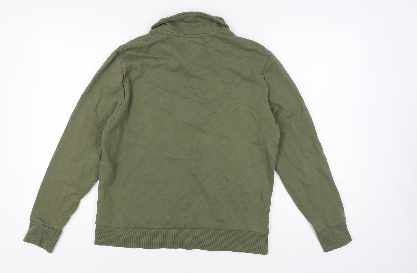 ASOS DESIGN Men's Green M 1/4 Zip Collared Sweatshirt