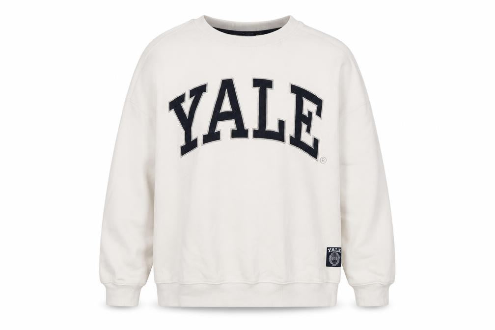 Yale Womens University White Pullover Sweatshirt L
