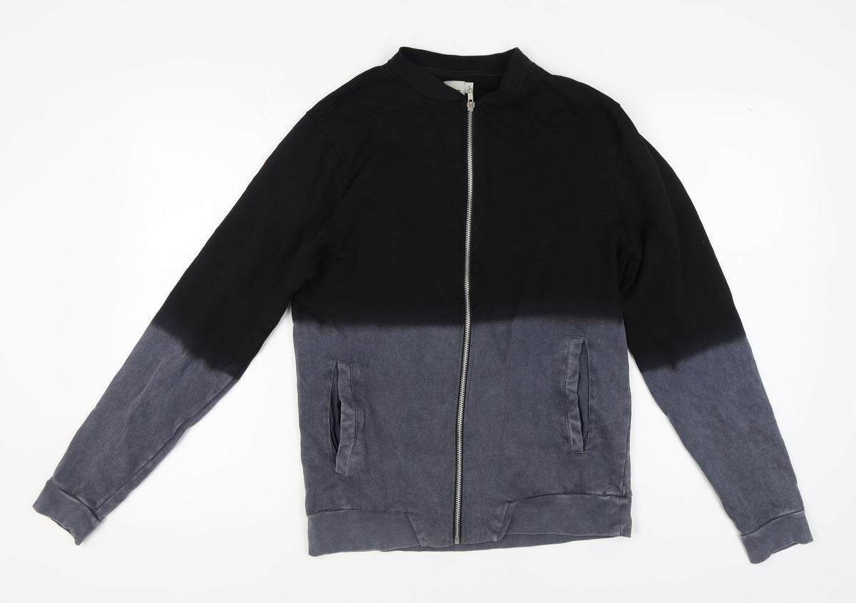 Additional front view of ASOS Men's Black/Grey Full Zip Sweatshirt, S