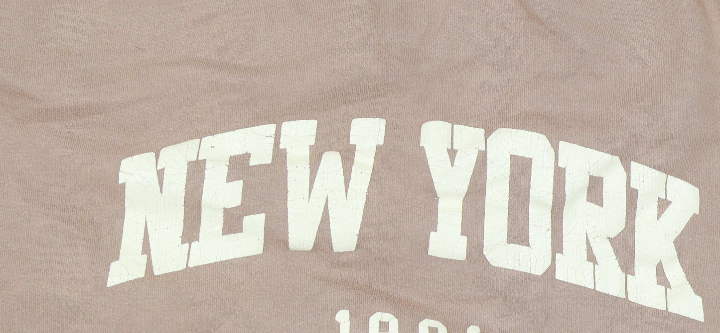 Pull&Bear Unisex Adults Brown S Logo Sweatshirt
