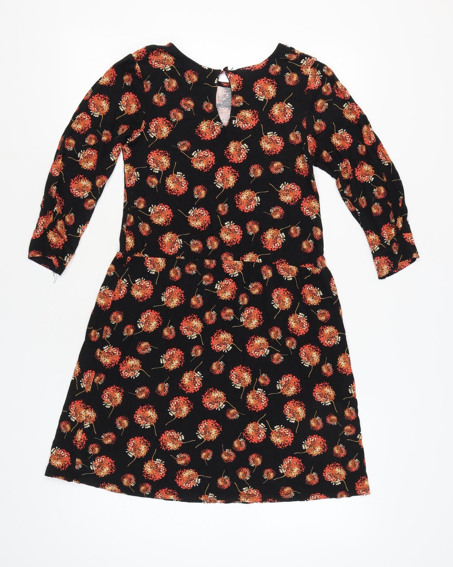 Warehouse Women's Black Floral Long Sleeve Dress Size 10