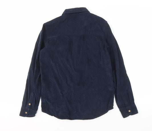 La Redoute Boys Blue Button-Up Corduroy Shirt, Size 11-12Y