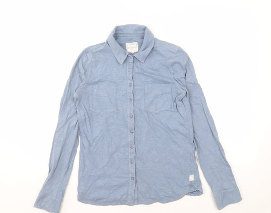 Fat Face Women's Blue Button-Up Shirt Size 6