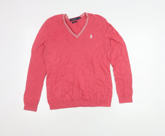 Polo Ralph Lauren Women's Red V-Neck Pullover Jumper M