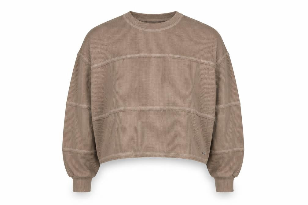 Womens UK XS  Hollister Beige Pullover Waffle-Knit