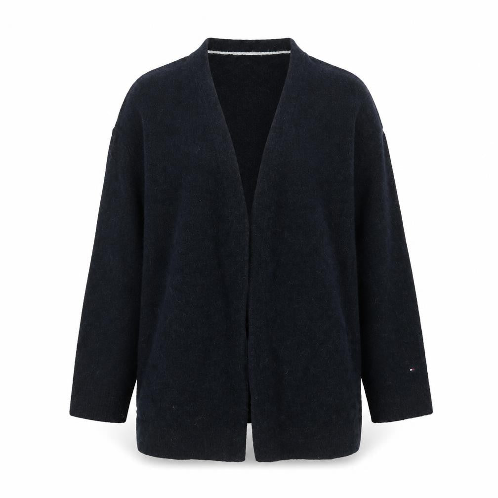 Womens UK S Regular Tommy Hilfiger Black Cardigan Chunky-Knit