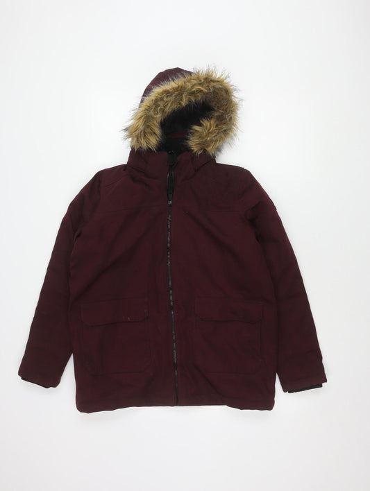 TOG24 Boys Red Parka Jacket, Size 164, Winter Ready