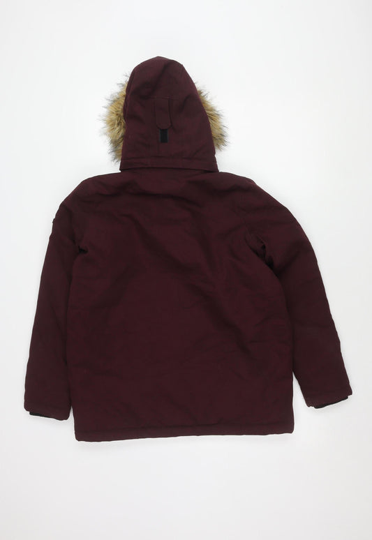 TOG24 Boys Red Parka Jacket, Size 164, Winter Ready