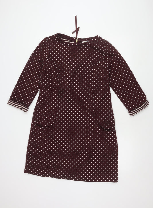 Boden Women's Brown Polka Dot Dress Size 14 with Pockets