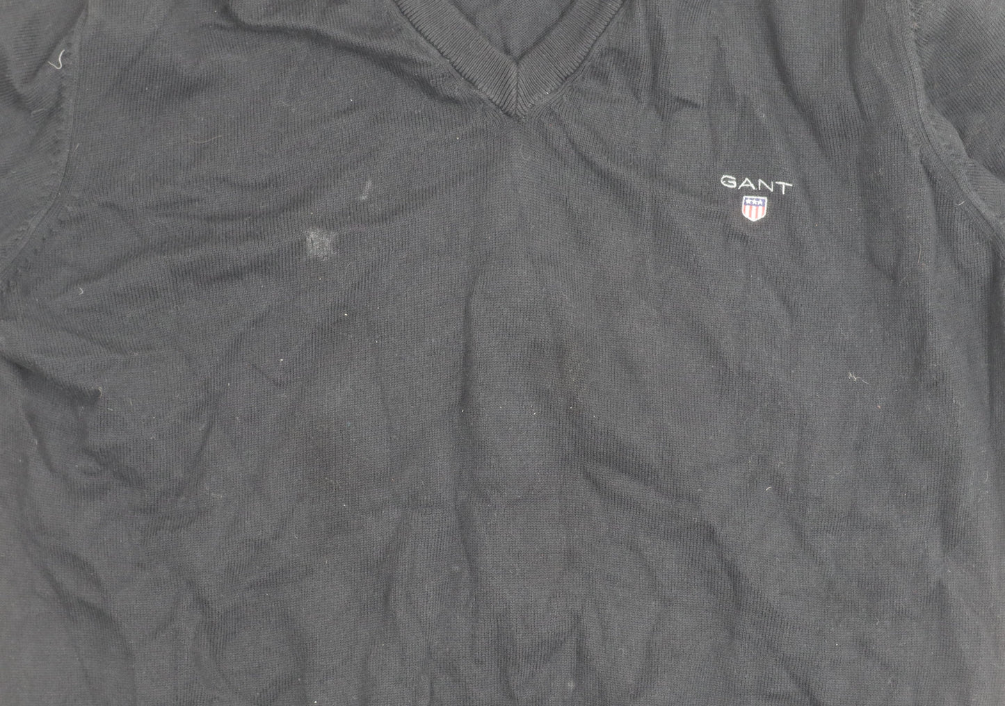 GANT Men's Black V-Neck Pullover Jumper M Casual